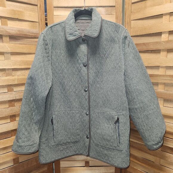 Pacific Trail Reversible Army Green Jacket Women M Polyester Coat Button - Picture 9 of 10